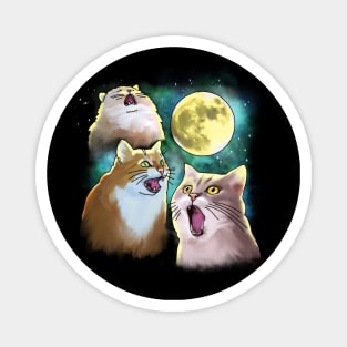 Three Cat Moon 3 Wolf Moon Funny Parody Magnet